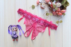 SB - Thong w Pearls T56 - Rose Red 照片