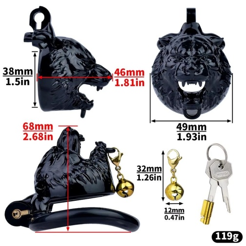 FAAK - Tiger Chastity Cage 45mm - Black photo