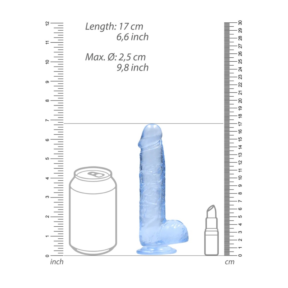 This REALROCK CRYSTAL CLEAR model has been designed with rea... RealRock - 6" Realistic Dildo w Balls - Blue photo-7