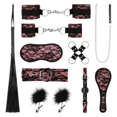 Step into a world of dominance and submission with the Bound... Bedroom Fantasies - Bound by Lace SM Set 9pcs - Pink photo