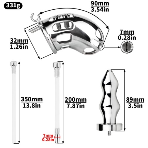 FAAK - Metal Chastity Cage w Catheter & Plug photo