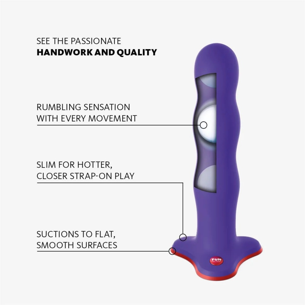 The gentle movements of the rotating balls inside BOUNCER cr... Fun Factory - Bouncer Rumbling Dildo - Sage Green photo-3
