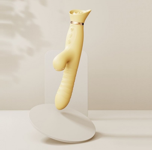 Zalo - Rose Thruster Rabbit Vibrator - Lemon Yellow photo