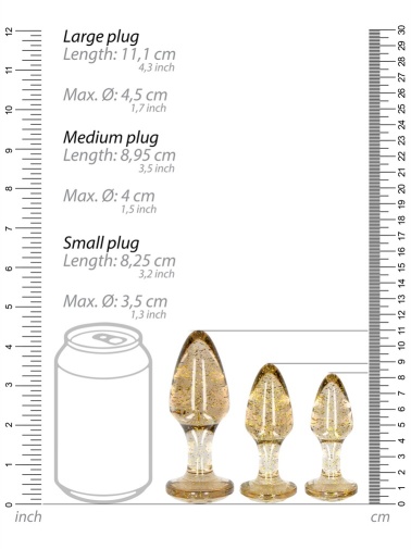 Ouch - Glitter Butt Plug Set - Gold photo
