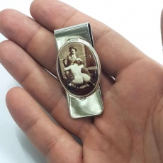 Victorian Style Erotic Enamel 'Artist' Money Clip 925 sterling Silver photo