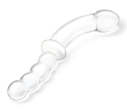 Glas- 12.5” 玻璃双头假阳具连后庭珠手柄 照片
