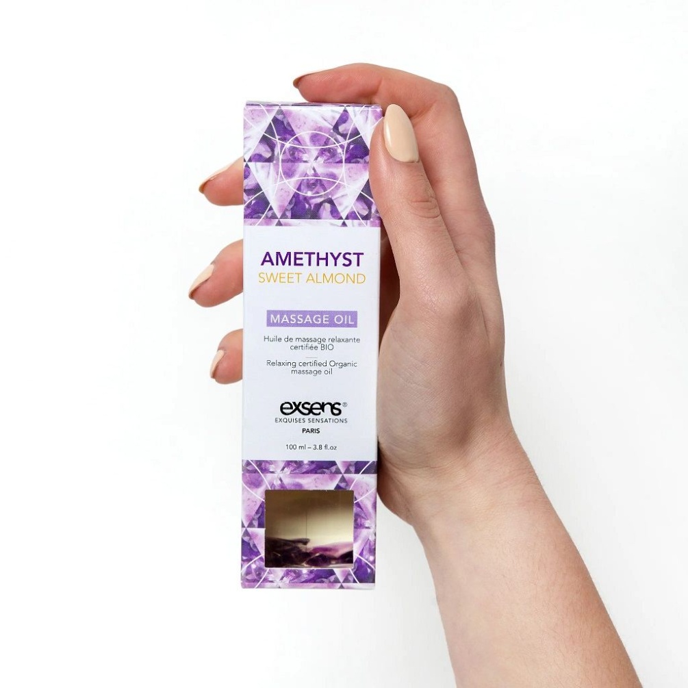 Amethyst Sweet Almond is a relaxing massage oil, ideal for d... Exsens - Amethyst Sweet Almond Massage Oil w Gemstones - 100ml photo-4