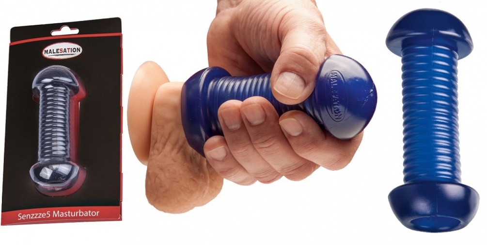 Enjoy strong stimulation! Ergonomically designed masturbator... Malesation - Senzzze5 Masturbator - Blue photo-3