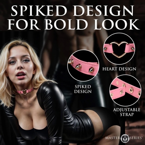 Master Series - Spiked Heart Choker - Pink photo