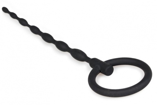 Sinner Gear - Silicone Penis Plug w Pull Ring - Black photo