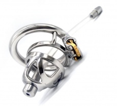 FAAK - Chastity Cage 04 w Catheter 45mm - Silver photo