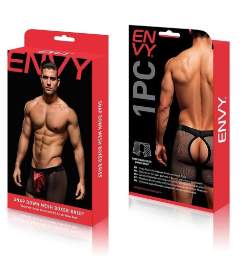 Envy - Snap Down Mesh Boxer Brief - Black/Red - M/L photo