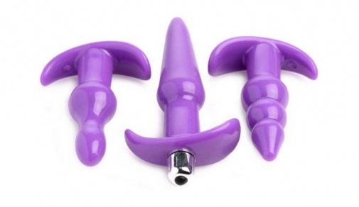 Trinity Vibes - Vibrating Anal Plug 4 pc Set - Purple photo