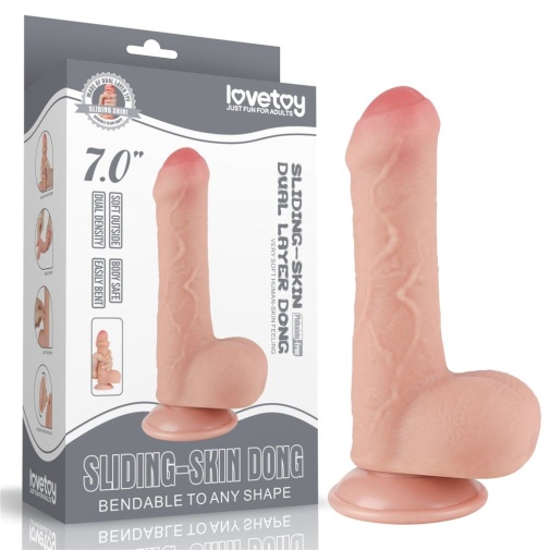 Lovetoy - 7" 帶包皮仿真陽具 - 肉色 照片