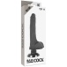 Basecock - 柔軟震動仿真陽具連陰囊及吸盤底座 18.5cm - 黑色 照片-6