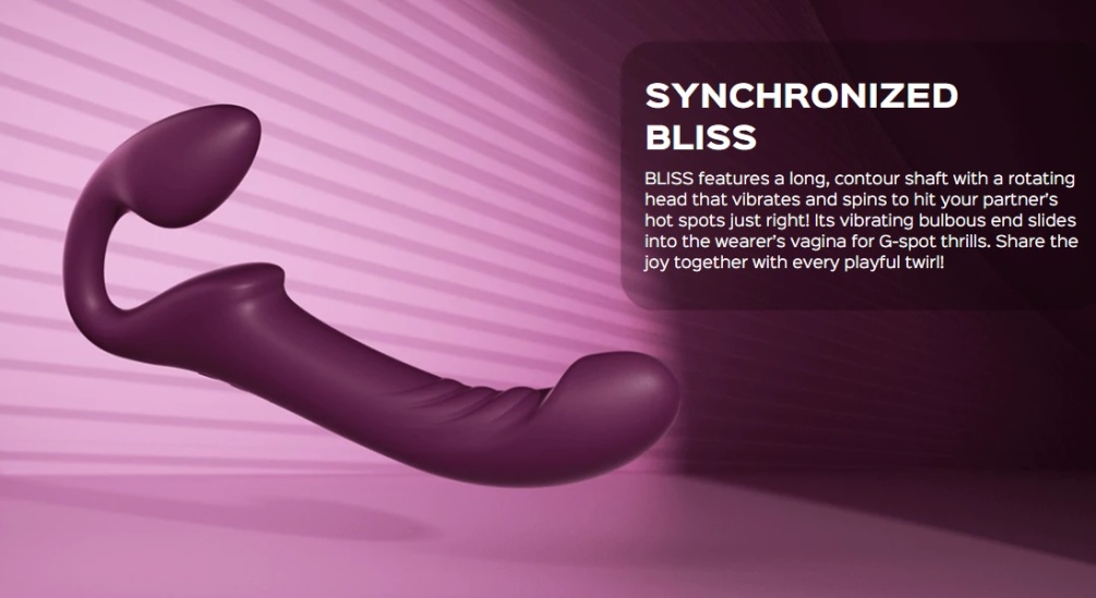 Strapless and Double-Ended: No harness needed for steamy str... Honey Play Box - Bliss Rotating Strapless Strap-On - Purple photo-3