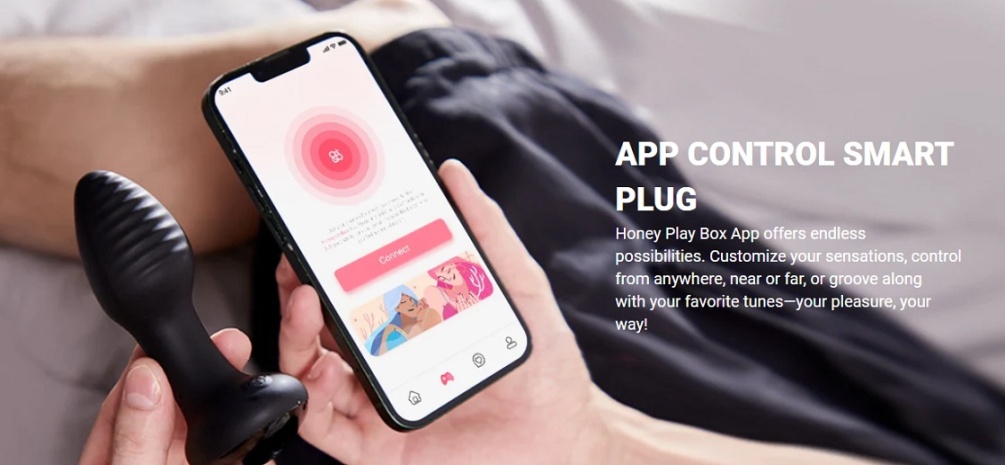 Designed for full-contact stimulation, Frenzy’s ergonomic sh... Honey Play Box - Frenzy Sensing App Rotating Butt Plug - Black photo-2