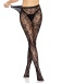 Leg Avenue - 花卉蕾絲無襠絲襪 - 黑色 照片-6