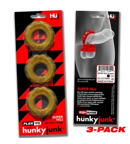 Hunkyjunk - Super Huj 阴茎环三件装 - 金色 照片