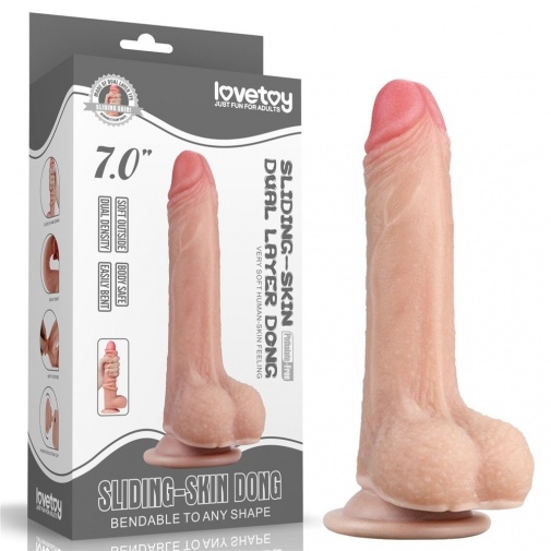 Lovetoy - 7" 带包皮双层仿真阳具 - 肉色 照片