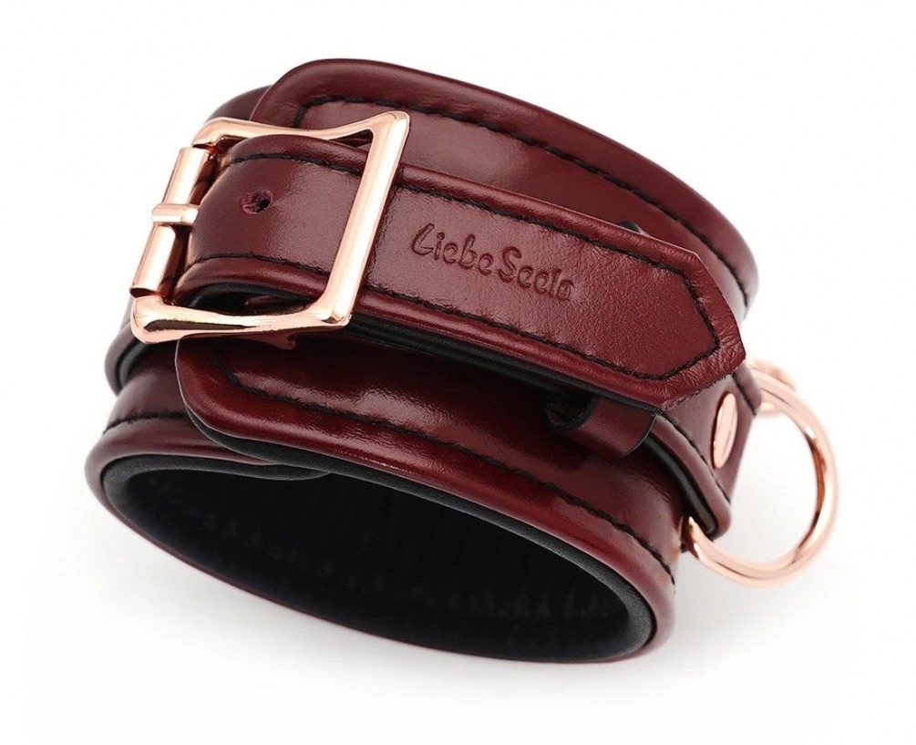 We know you would feel the weight of good quality once you g... Liebe Seele - Leather Ankle Cuffs - Wine Red photo-3