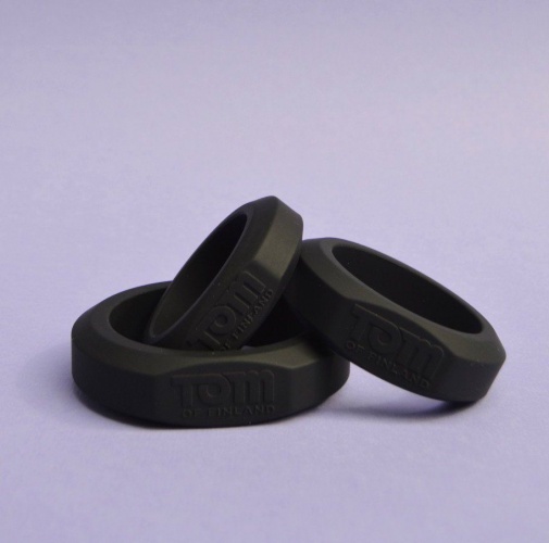 TOF - 3 Piece Silicone Cock Ring Set - Black photo