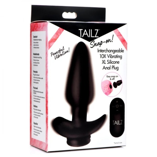 Tailz - 卡扣式震动后庭肛塞 加大码 - 黑色 照片