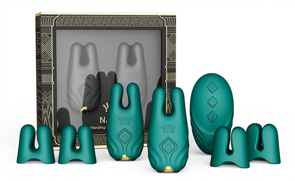 NAVE is elevating nipple play to legendary new heights with ... Zalo - Nave APP Vibro Nipple Clamps - Turquoise Green photo-6