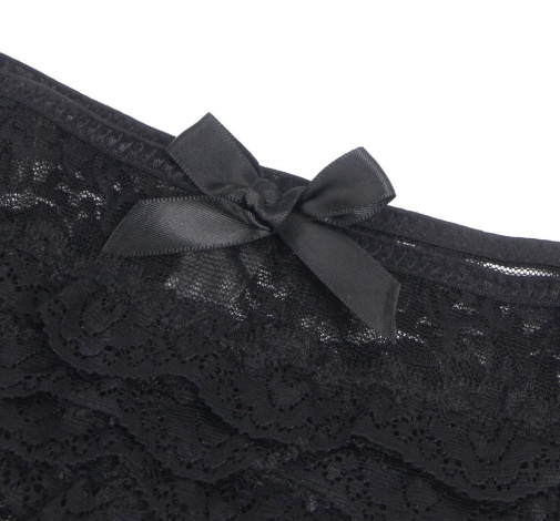 Ohyeah - Lace Crotchless Panty - Black - 2XL photo