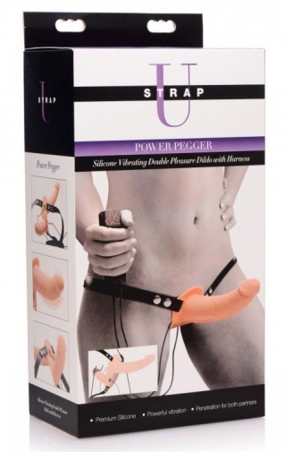 Strap U - Power Pegger 穿戴式束帶連震動雙頭假陽具 - 肉色 照片