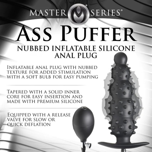 Master Series - Ass Puffer Inflatable Plug - Black photo