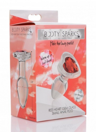 Booty Sparks - 心型寶石玻璃後庭塞小碼 - 紅色 照片