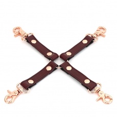 Liebe Seele - 4-Way Leather Hogtie w Clips - Wine Red photo