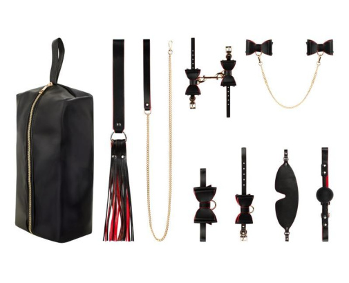 Indulge in the ultimate experience of luxury and control wit... Bedroom Fantasies - Crimson & Ebony SM Set 8pcs - Black/Red photo