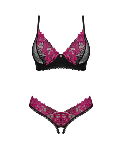 Obsessive - Rosenty Crotchless Set - Black - M/L photo