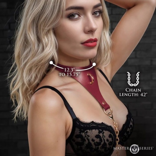 Master Series - Captivate Collar w Body Chain - Red photo