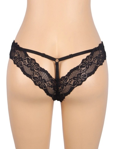 Ohyeah - Lace Hollow Out Panty - Black - XL photo