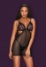 Obsessive - Millagro Chemise & Thong - Black - S/M photo-5