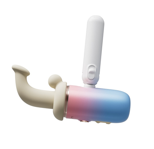Lovense - Spinel 可APP控推撞抽插加热式按摩棒手持/吸啜底盘 - 粉红色配蓝色 照片