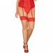 Obsessive - Blossmina Stockings - Red - 4XL/5XL photo