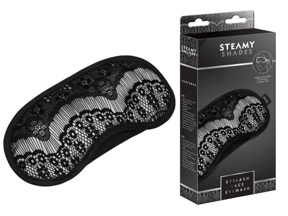 Sensual satin-lined material, couples friendly, elegant shee... Steamy Shades - Eyelash Lace Eye Mask - Black photo-2