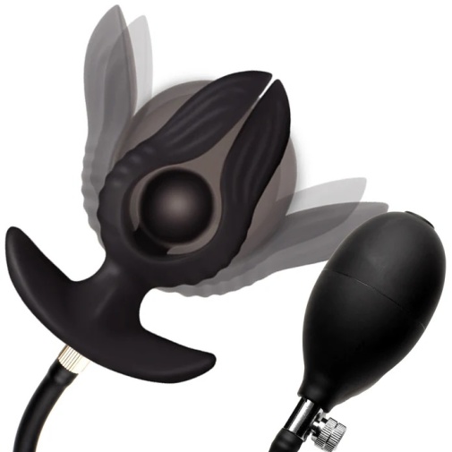 Master Series - Dark Pearl Inflatable Vibro Plug - Black photo