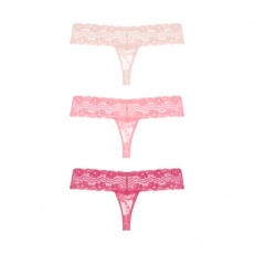 Underneath - Rose Thongs Set 3 pcs  - Pink - S/M photo