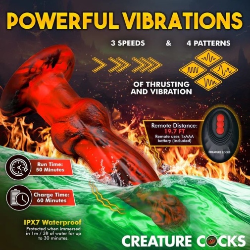Creature Cocks - Hell Wolf 地狱狼抽插式仿真阳具 - 红色 照片