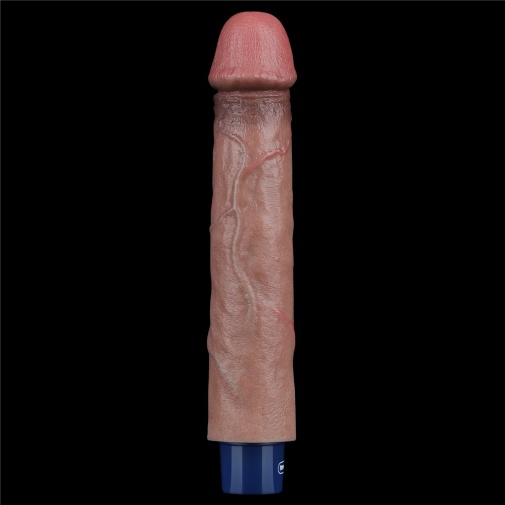 Lovetoy - 9" 超柔軟仿真震動假陽具 - 啡色 照片