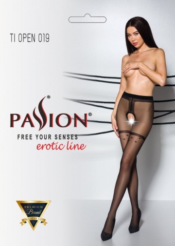 Passion - Tiopen 019 開襠絲襪 - 黑色 - 3/4 照片
