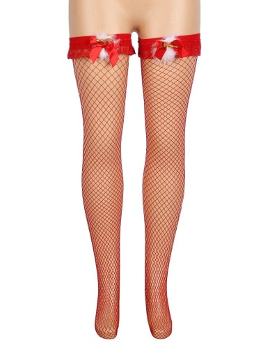 Ohyeah - Bow Mesh Stocking - Red - XL photo