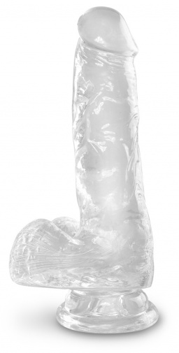 King Cock - 6" 仿真假阳具连睾丸 - 透明 照片
