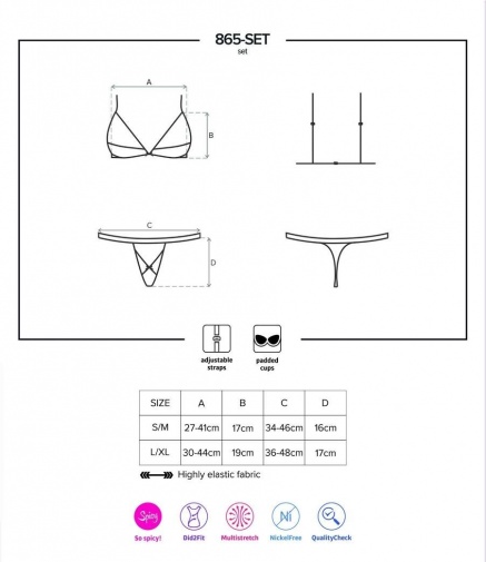 Obsessive - 865-SET-1 2-pcs Set - Black - L/XL photo