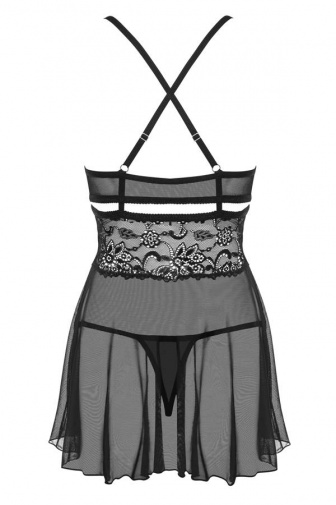 Obsessive - 838-BAB-1 Babydoll & Thong - Black - XXL photo